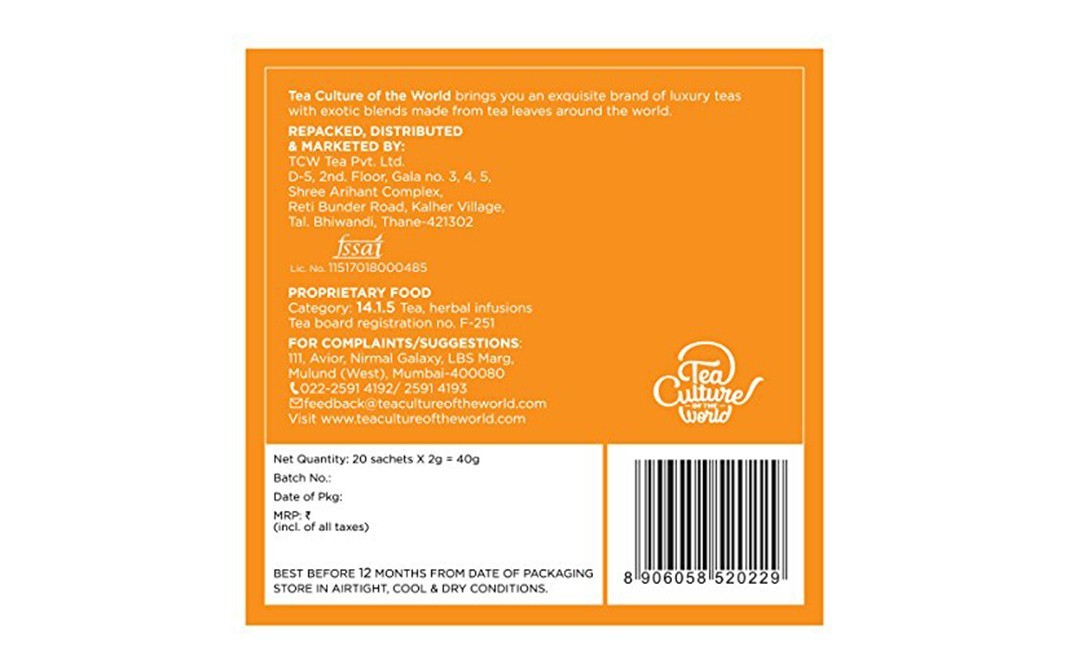 Tea Culture Of The World Masala Chai    Pack  40 grams
